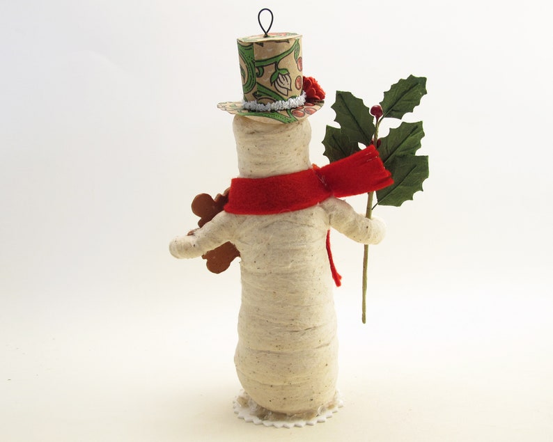 Spun Cotton Standing Snowman With Cookie Ornament Assorted Cookies Christmas Figure image 3