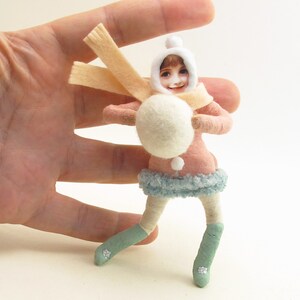 Spun Cotton Pink Cozy Winter Child Ornament image 5