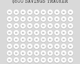 Può includere: Un grafico di tracciamento dei risparmi con 100 cerchi, ognuno dei quali rappresenta 5 €, per aiutarti a risparmiare 500 € in 100 giorni. Il grafico è intitolato "100 giorni 500 € di tracciamento dei risparmi".