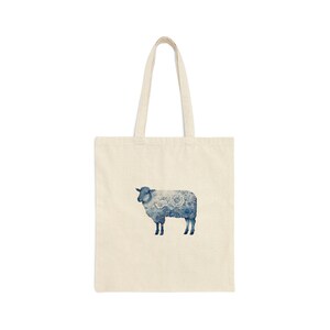Pretty sheep reusable tote bag, vintage sheep design tote , sheep lovers tote, farm life tote and reusable bag, Cotton Canvas Tote Bag