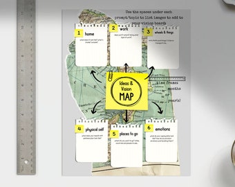 Vision and Idea map worksheets and planning pages for home, work, school, students and adults planning vision map instant download printable