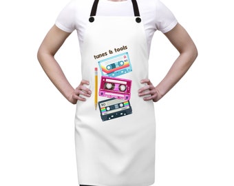 Tunes & Tools cassette tape music design men women cooking gardening all purpose music lovers , mother's day father's day gift Apron (AOP)