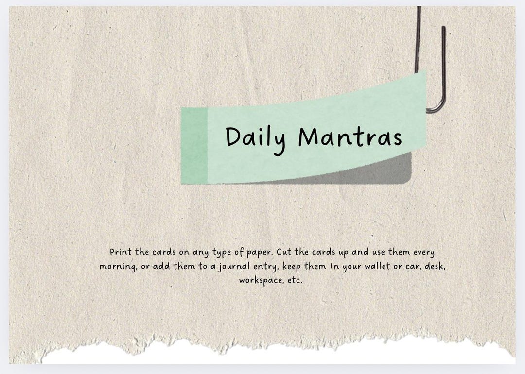 Daily Mantra Cards for Teens and Adults Set of 24 Printable Cards With ...