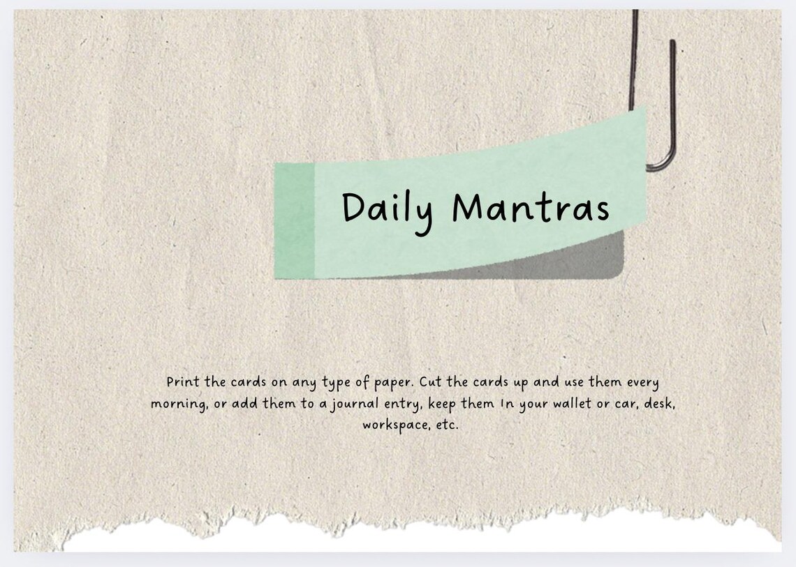 Daily Mantra Cards for Teens and Adults Set of 24 Printable Cards With ...