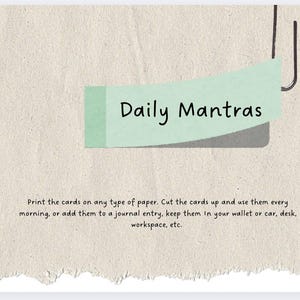 Jeu de 24 cartes imprimables de mantras quotidiens pour adolescents et adultes avec des mantras quotidiens uniques également pour les travaux manuels de gratitude et des journaux intimes