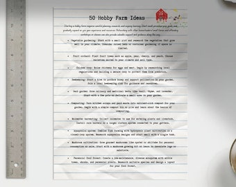 Fifty Hobby Farm Ideas list instant download printable list of fifty unique creative ideas for small farm projects programs small businesses