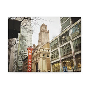 Chicago Original Foto Kunstdruck auf Matte Leinwand, gespannt, 3cm