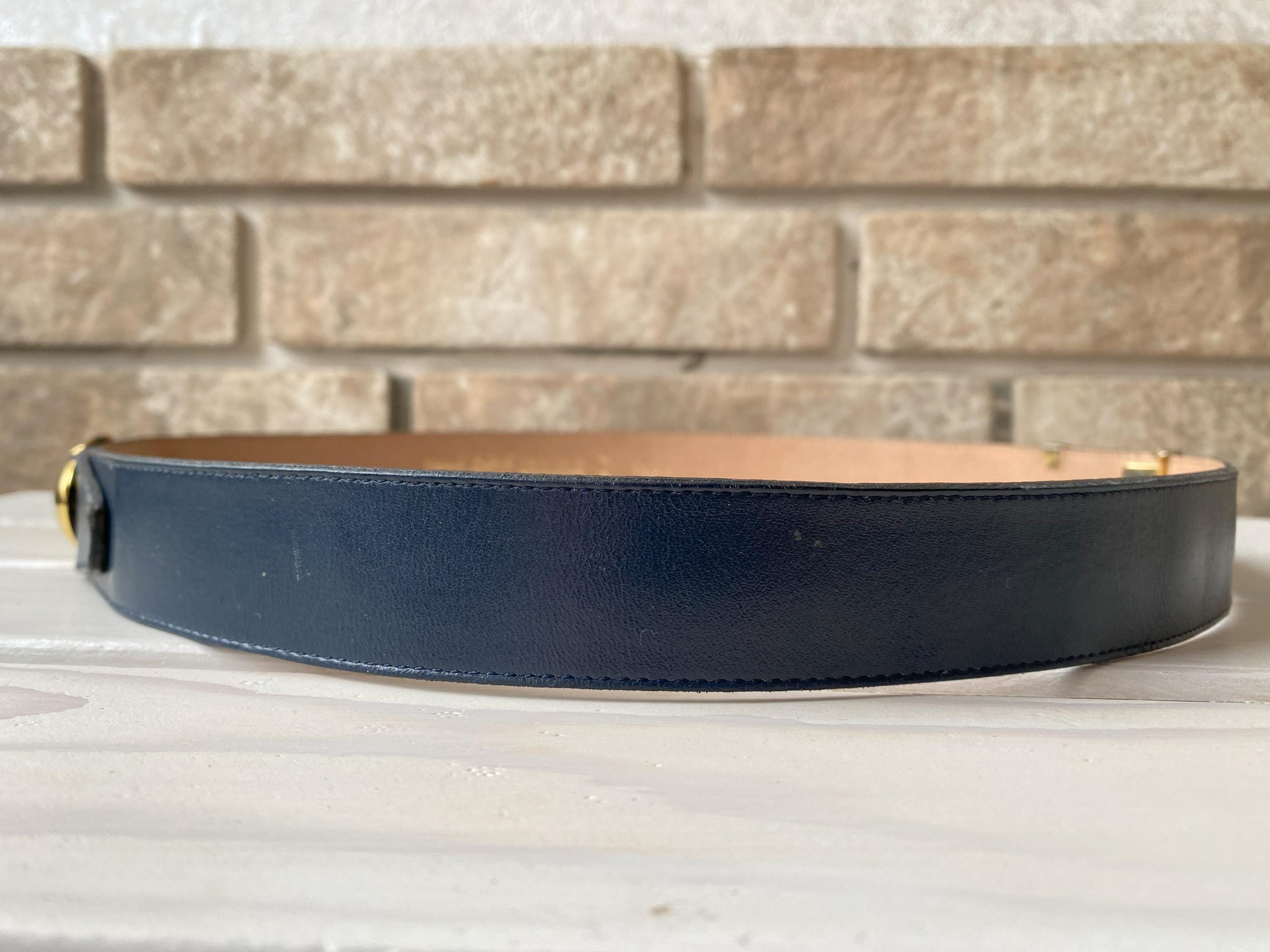 Vintage Blue Leather Belt Roberto Dalpra - Etsy