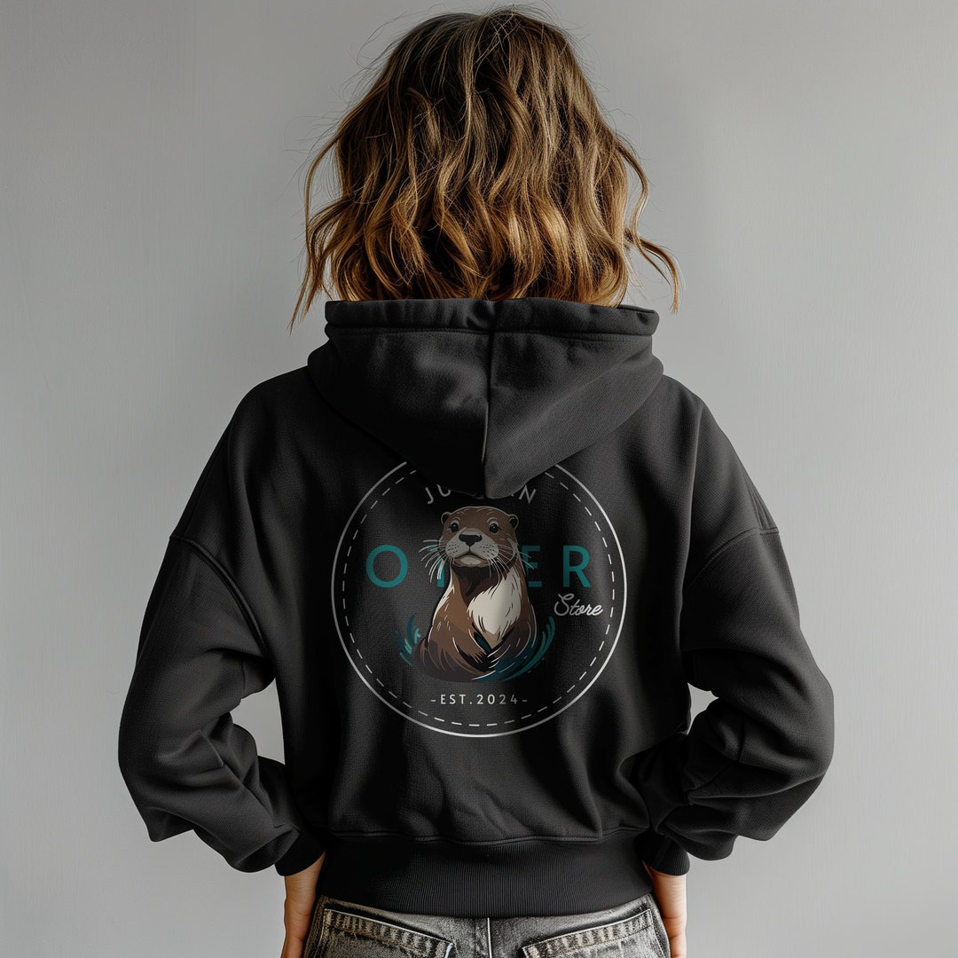 Otter Store Original Hoodie Logo - Fun Otters Designs With Back Print ...