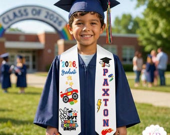 Personalized Graduation Stole 2026, Kids Graduation Sash, Custom Name Pre-K Graduation Outfit, Kindergarten Grad Stole, Graduation Gift