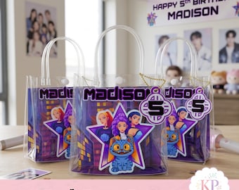 Personalized Favor Bags, Kpop Favors, Decorative Plastic Bags, Custom Goodie Bags Birthday Favor Bags, Girls Birthday Favors.