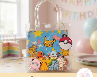 Personalized Favor Bags, Anime Trainer Theme Custom Favor Bags Birthday Poket Monster Birthday Decor.