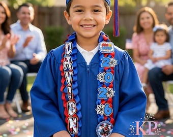 Personalized Graduation Lei for Boys | Custom Graduation Necklace | Pre K Graduate Gift | Kindergarten Graduation | Class of 2026