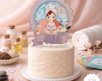 Spa Birthday Cake Topper, Girl Spa Party Cake Topper, Pamper Party Decor, Personalized Cake Topper, Spa Birthday Theme, Sleepover Party.
