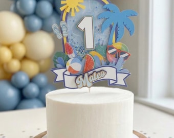 Pool Party Cake Topper: Ice Cream Splash, Summer First Birthday
