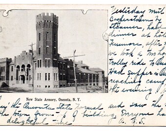 New State Armory - Oneonta NY Early 1900's Postcard