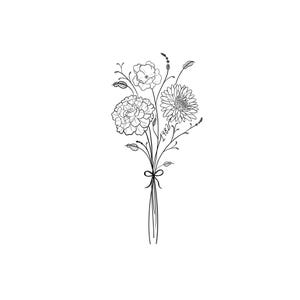 Custom Birth Flower Tattoo Design, BirthFlower Bouquet Family Grandma Garden Personalized Wildflower Digital Download