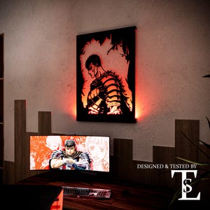 Decorazione da parete a LED SVG Mercenario Anime / File tagliati al laser