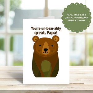 Carte de jeu de mots fête des pères, carte d'anniversaire de papa, carte de 5 x 7 imprimables, carte de blague de papa, carte de grand-père drôle, bricolage cadeau de papa, carte imprimable originale