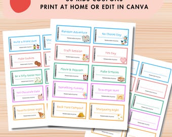 Editable Printable Kids Coupon Book Canva Template Custom Coupons School Good Behavior Rewards Homeschool Birthday Reward Vouchers Summer