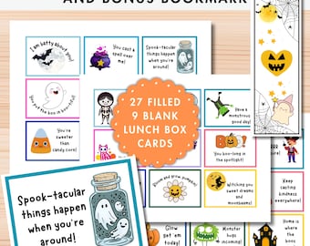 Halloween Lunch Box Notes Printables, Lunchbox Notes Printables, Lunch box Notes for Kids, Lunchbox Cards, Digital Lunch Notes, Motivational