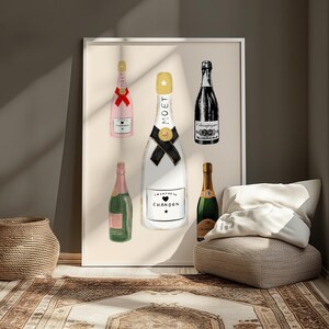 Art Champagne Print, Vintage Alcohol Art, Champagne Bar Cart, Wedding Print, Cheers Wall Art, Wine Print, Whimsical Oil Paint, Prosecco