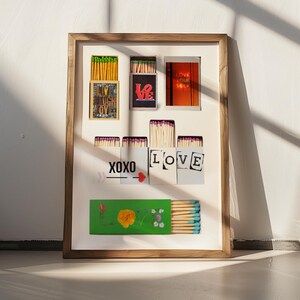 ラブマッチブックウォールアート：印刷可能なラブポスター、トレンディなマッチ箱プリント、ボーイフレンドへのギフト、ガールフレンドへのギフト、遠距離恋愛、ロマンチックなギフト、レトロアート
