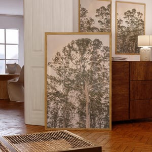 Pine Tree Wall Art, Wispy Pine Tree, Botanical Mantel Art, Pine Tree Sketch, Vintage Landscape, Nature Lover, Cottage Farmhouse, Crown Shy