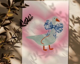 Silly Goose-kaart, cadeau gans minnaar, afdrukbare valentijnskaarten, jubileumkaart, langeafstandskaart, vriendenkaart, babyshowerkaart