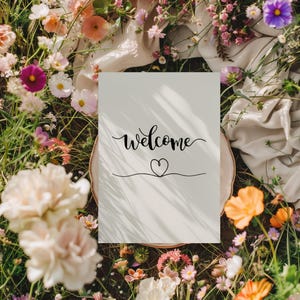 Welcome Print, Welcome Printable, Welcome Sign, Housewarming Gift, Wedding Sign, Guest Room Decor, Our Happy Place, Home Sweet Home Print