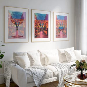 ヨーク公爵の版画、3枚セット、三連画、ベルファストのパブ、アイルランドの版画、ベルファストの壁画、傘のアート、レインボーの版画、アイルランドの壁画