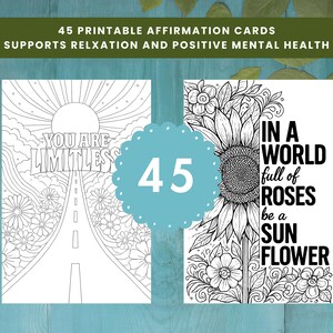 Printable Coloring Affirmation Cards Intention Self Esteem Encouragement Gifts Mental Health Affirmations Jar Mindfulness Self Care Gift