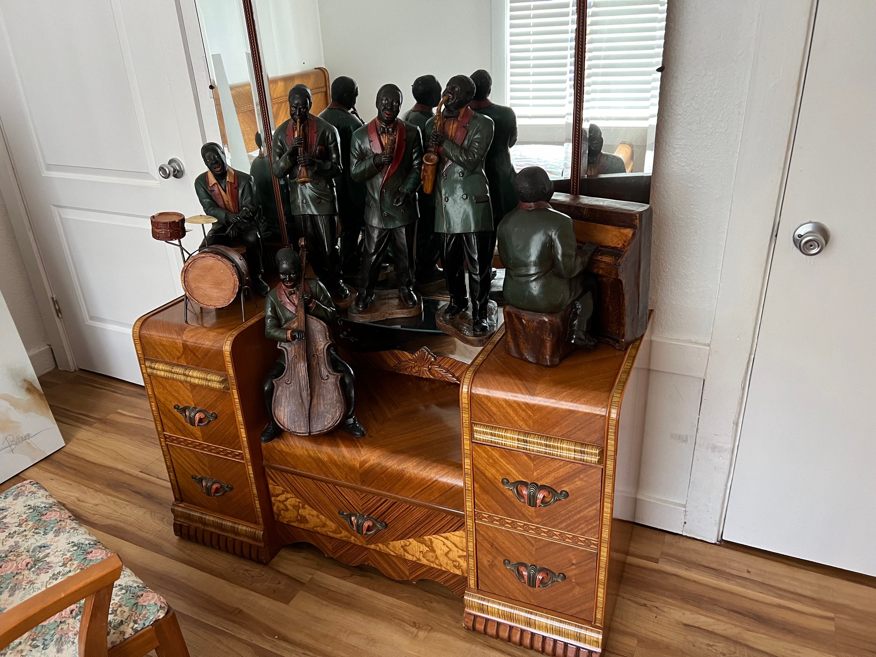 Antique Black Americana Jazz Band Figurines - Large Statues
