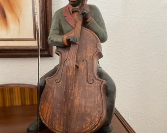 ヴィンテージ オルゴール ジャズ BLACKY JAZZMAN Antique Black Americana Jazz Band Figurines - Large Statues