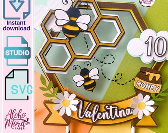 Honey Cake Topper Template for cricut and Cameo/ Cake Topper Template / Cake topper svg and studio