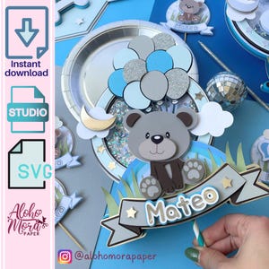 Modèle de décoration de gâteau Petit Ours pour Cricut et Cameo / Modèle de décoration de gâteau / Décoration de gâteau SVG et Studio / Décoration de gâteau pour premier anniversaire