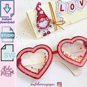 Lunettes de soleil pour effet shaker Saint Valentin SVG et Studio pour Cricut et Cameo. Lunettes Saint-Valentin/Accessoires photo/Saint-Valentin
