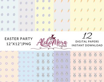 12 Pastel Easter Digital Papers/Set of 12 Papers. PNG files, quality 300 dpi 12&quot; x 12&quot;