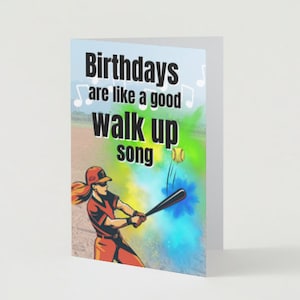 Softball Birthday Walk Up Song -GIRL Greeting Card