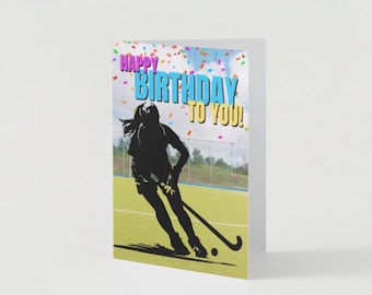 Birthday Field Hockey Greeting Card