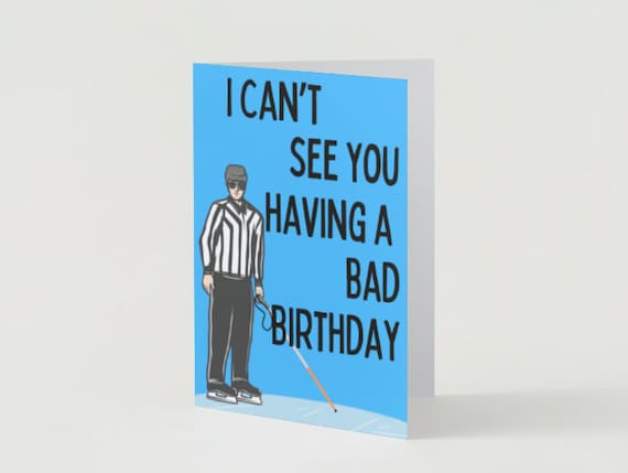 Youth Hockey Blind Ref Birthday Greeting Card