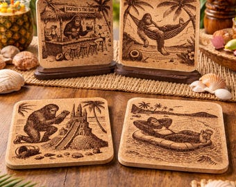 Tropical Bigfoot – Set of 4 Laser Engraved Cork Coasters