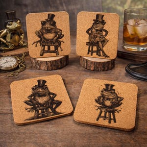 Toadstools – Set of 4 Laser Engraved Cork Coasters