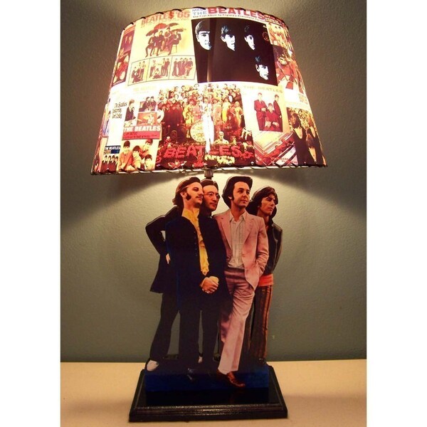 Custom Made BEATLES Record Lamp Shade and Lamp base  MUST SEE