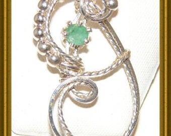 Emerald Sterling Silver Pendant Birthstone