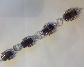 Purple Amethyst Argentium Silver Bracelet