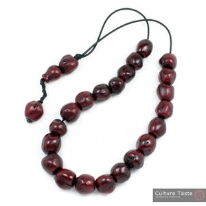 Worry Beads Greek Komboloi Scented Nutmeg Seeds Burgundy image 1