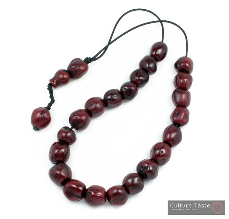 Worry Beads Greek Komboloi Scented Nutmeg Seeds Burgundy image 1