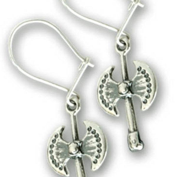 Minoan Labrys-Double Axe - Sterling Silver Earrings with Hook