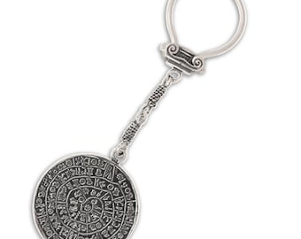 Minoan Phaistos Disk - Sterling Silver Key Ring-Key Chain